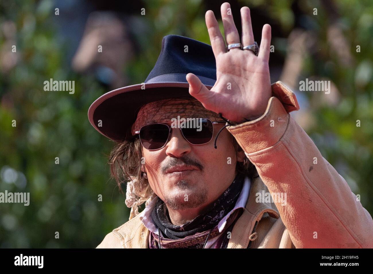 Rome, Italy, October 17, 2021: Johnny Depp attends the red carpet of the  movie "Puffins" during