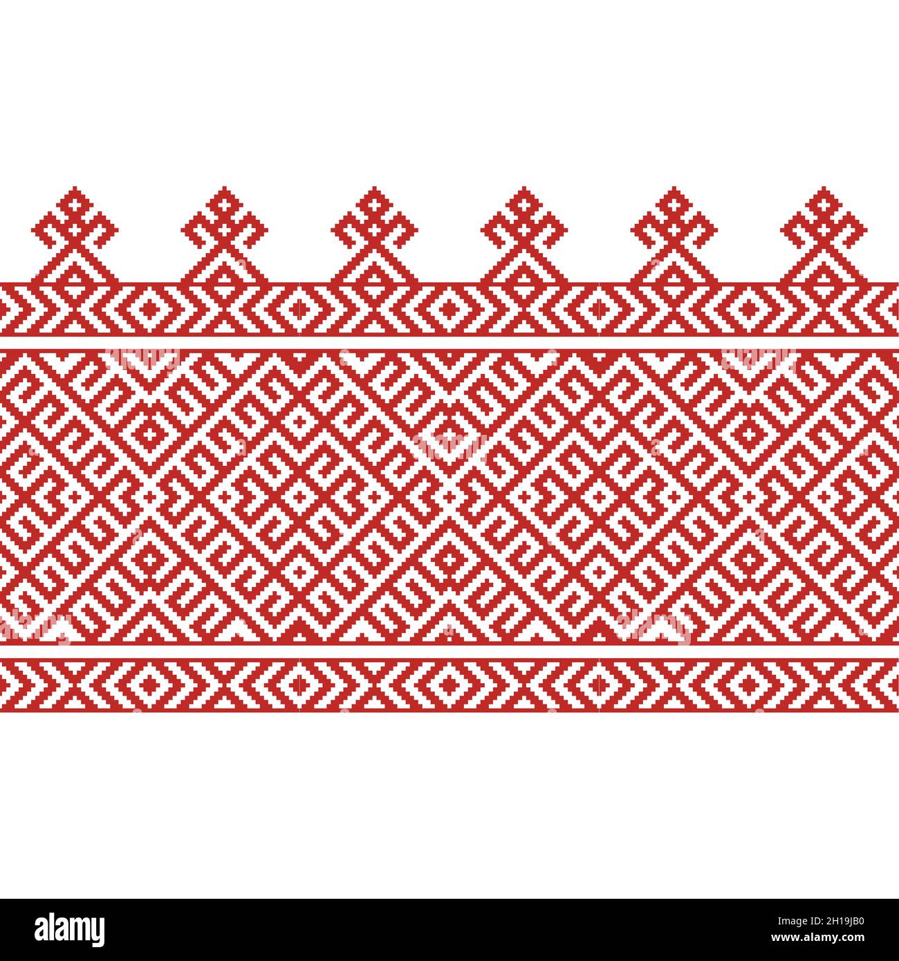 Russian old embroidery and pattern. Vector seamless pattern of slavic ornament. Stock Vector