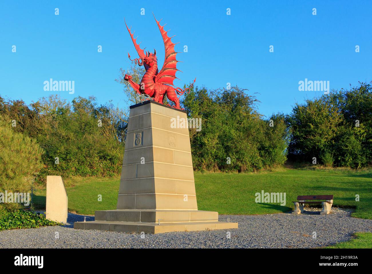 The 38th Welsh Division Memorial in Carnoy-Mametz (Somme), France commemorating the men that died during the Battle for Mametz Forest Stock Photo