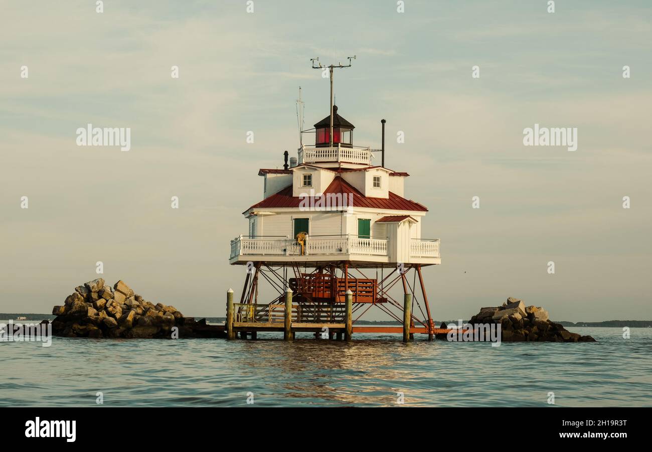 The Thomas Point Shoal Lighthouse, a historic lighthouse in the Chesapeake Bay, Maryland. Stock Photo