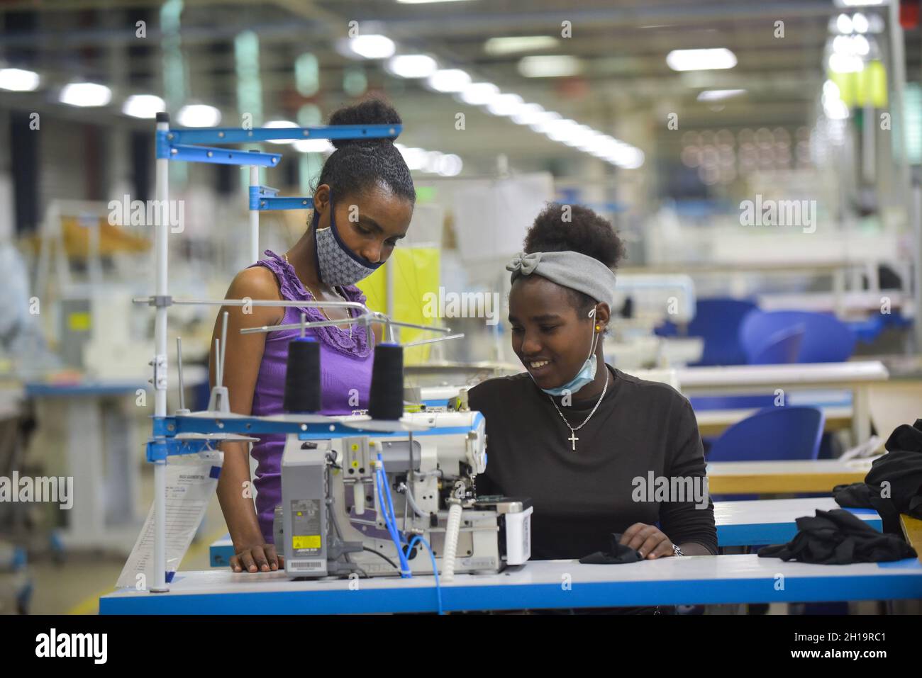 Hawassa, Ethiopia. 17th Oct, 2021. People work in a textile factory at