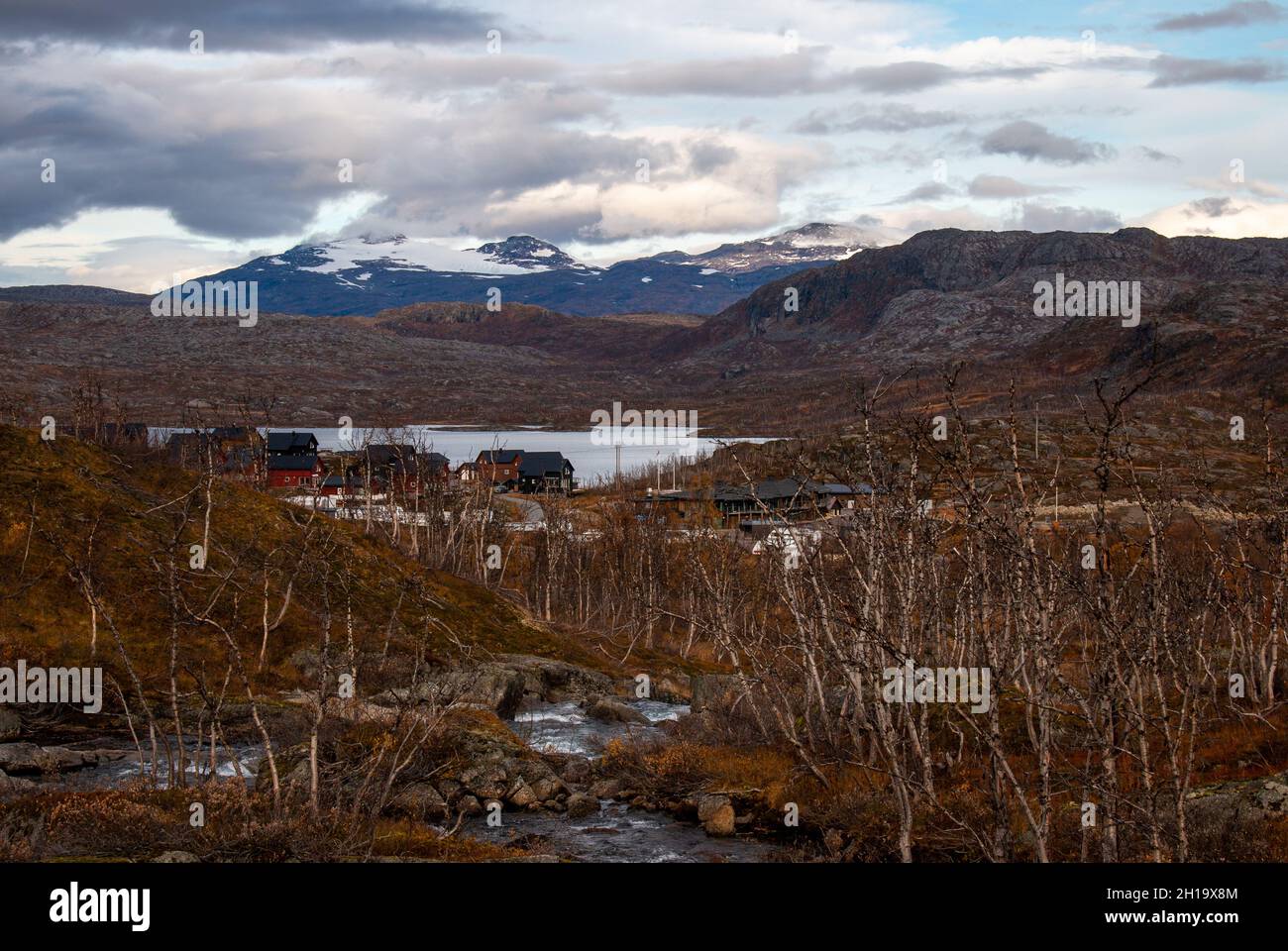 Riksgransen on the Swedish side of boarder between Sweden and Noway, Lapland, October 2021 Stock Photo