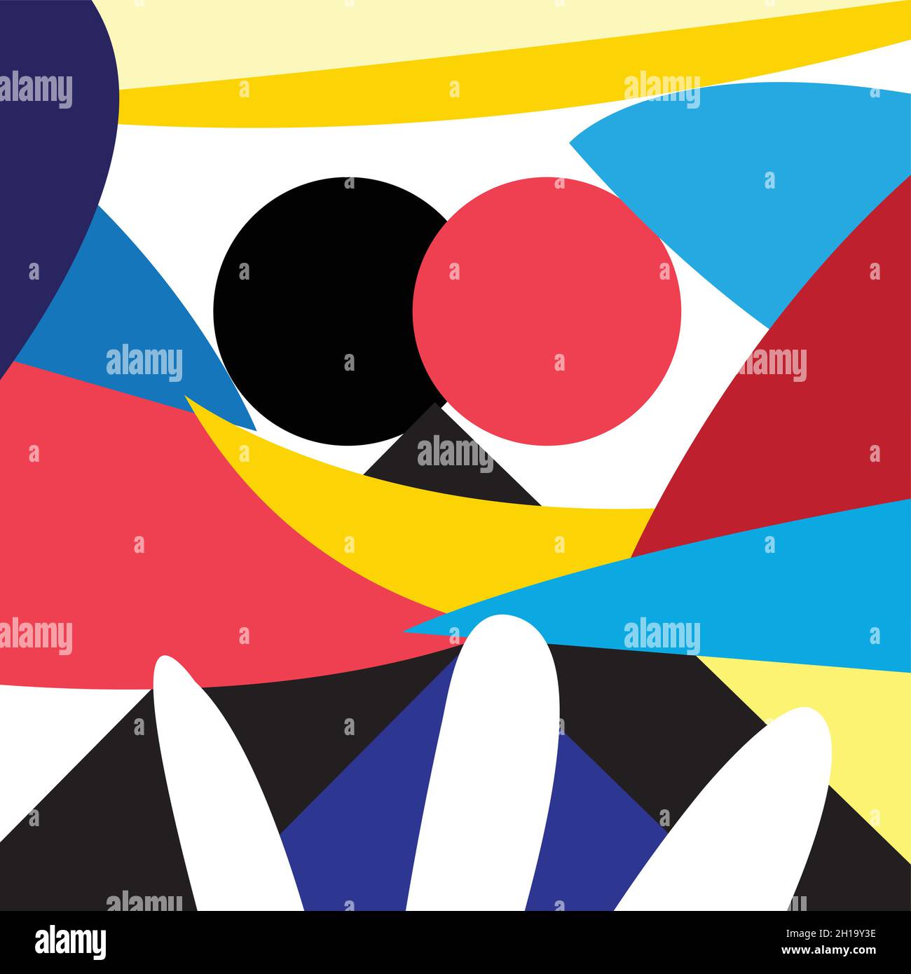 Abstract bright modern art with different spots and objects Stock Vector