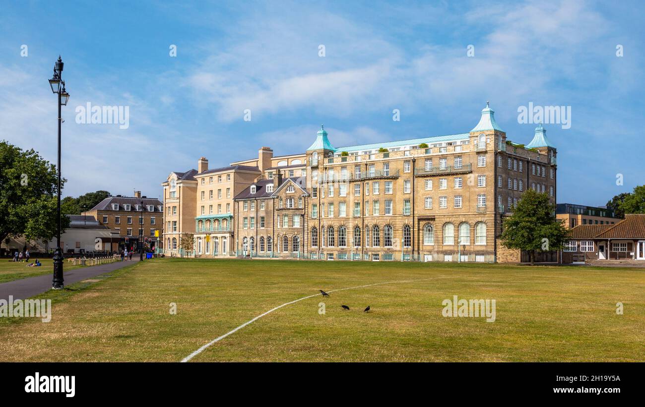 University Arms Hotel from Parker's Piece in Cambridge, England. Stock Photo