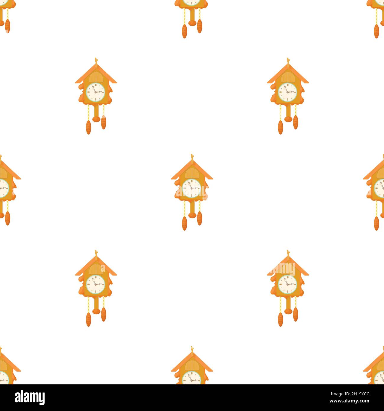 Vintage wooden cuckoo clock pattern seamless background texture repeat wallpaper geometric vector Stock Vector