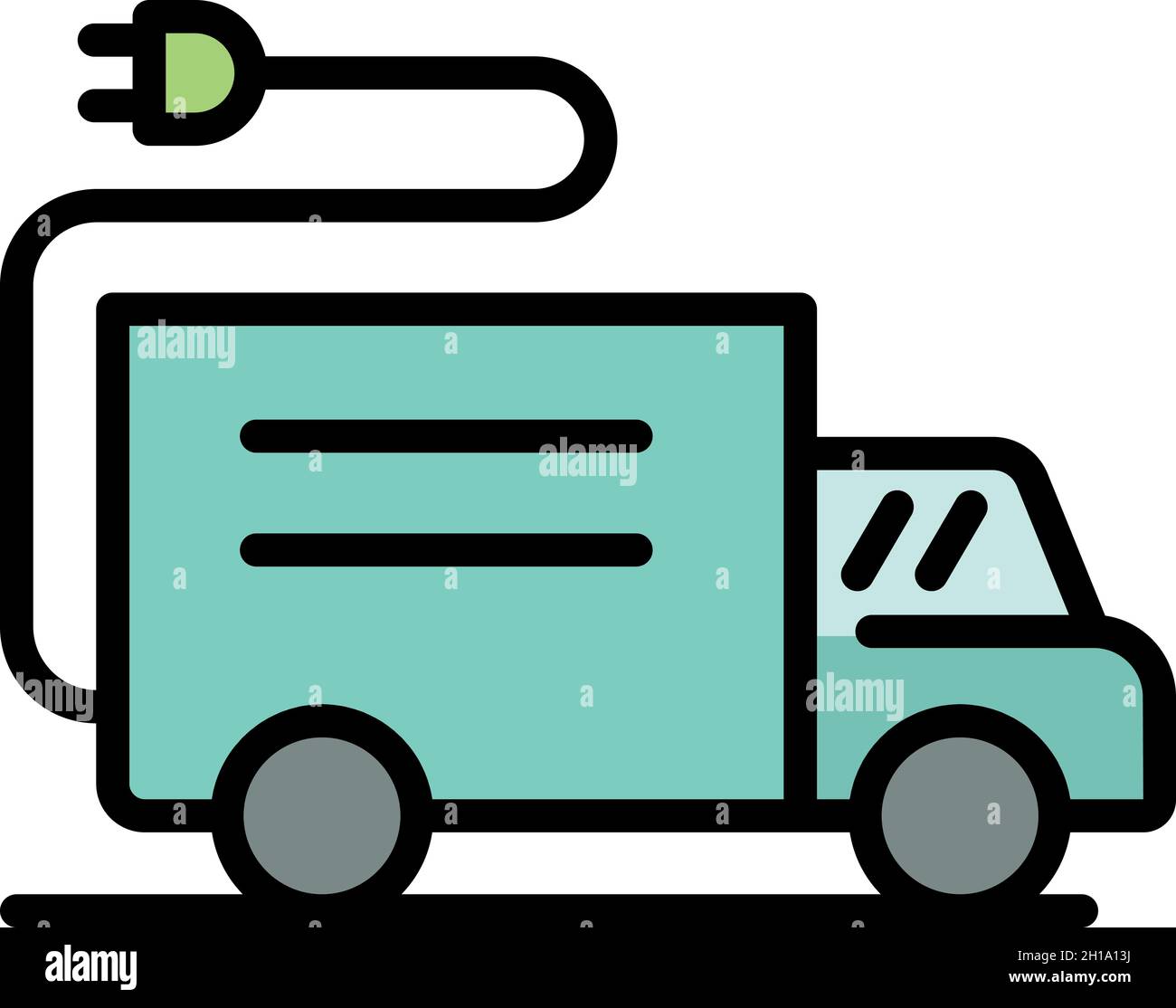 Electric plug in truck icon. Outline electric plug in truck vector icon