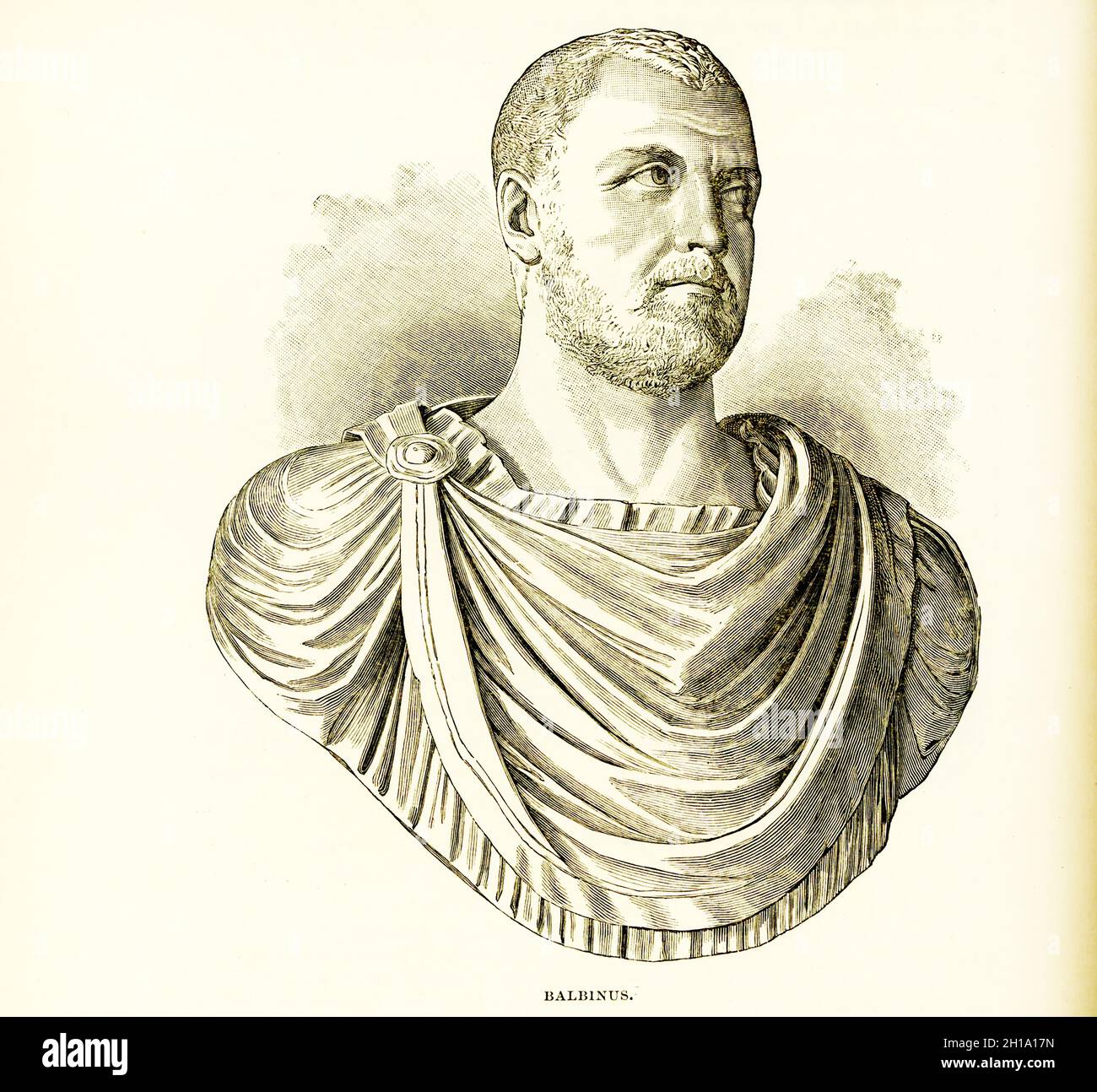 A bust of the Roman emperor Balbinus in the Capitoline Museum.  Decimus Caelius Calvinus Balbinus (Ad 178-238) was Roman emperor with Pupienus for three months in 238, the Year of the Six Emperors. He was assassinated. Stock Photo
