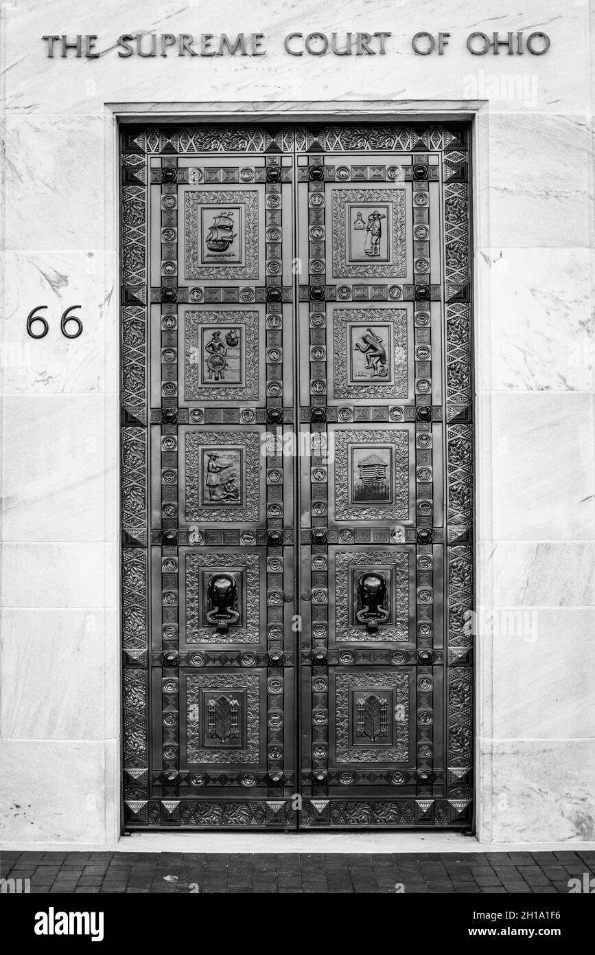 Outer Bronze Door - Ohio Supreme Court - Columbus, OH Stock Photo