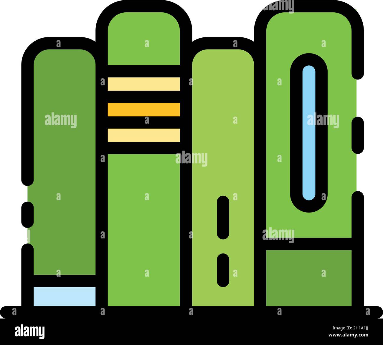 Books stack icon. Outline books stack vector icon color flat isolated ...