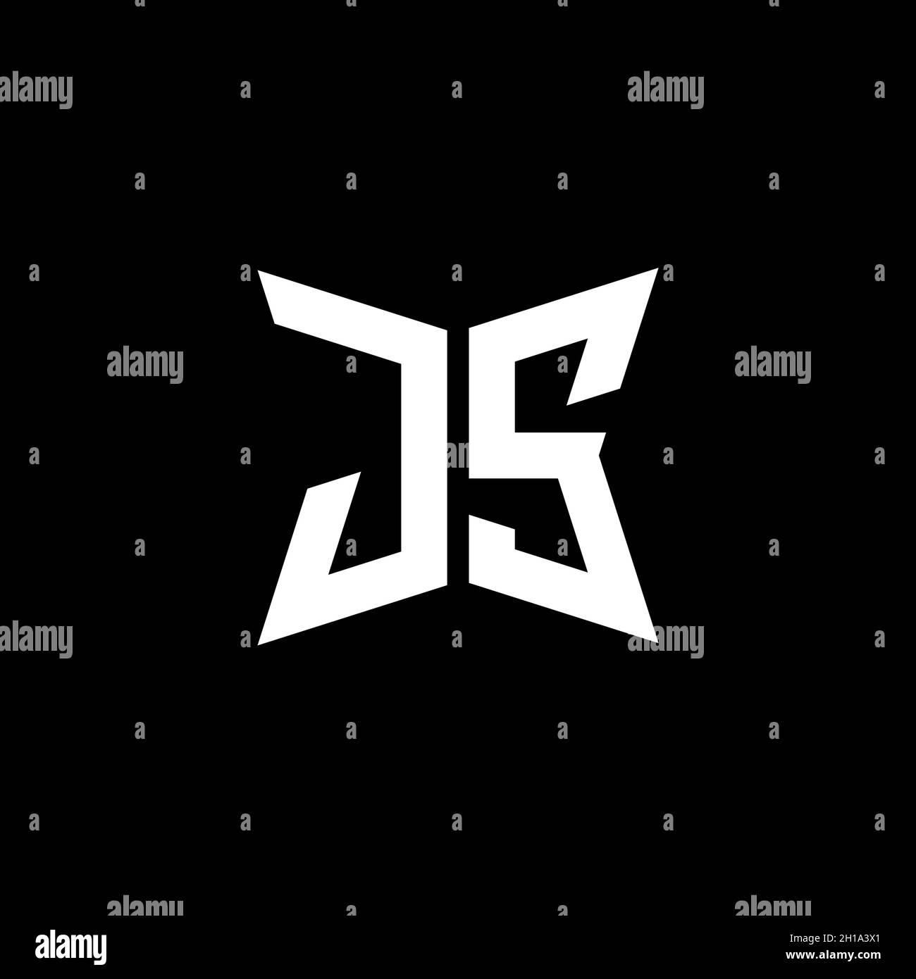 JS Monogram logo letter with Cakra geometric shape style design isolated on black background, star geometric logo letter, monogram letter mandala Stock Vector
