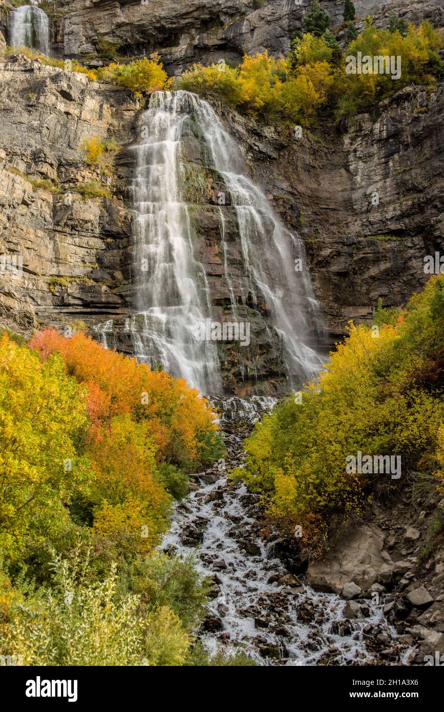 Autumn - Bridal Veil Falls in Provo Canyon - Utah Stock Photo