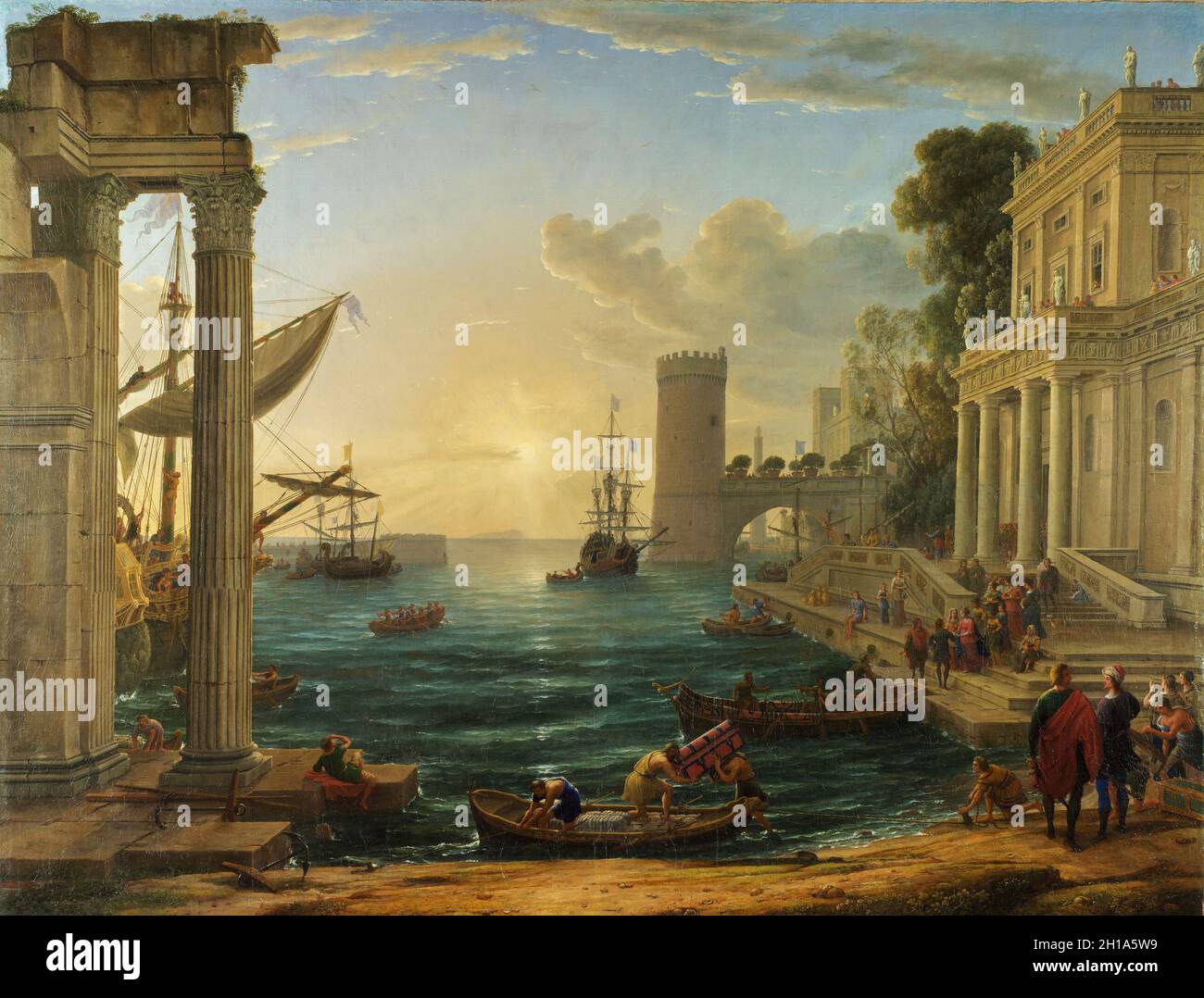 Claude Lorrain -seaport-with-the-embarkation-of-the-queen-of-sheba Stock Photo