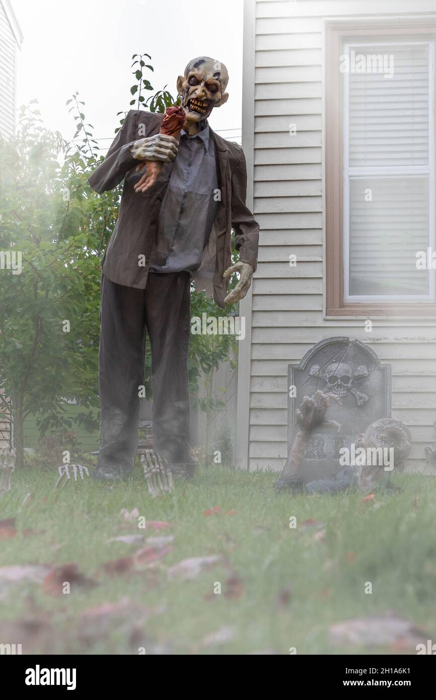 Zombie Halloween Yard Decoration Stock Photo Alamy