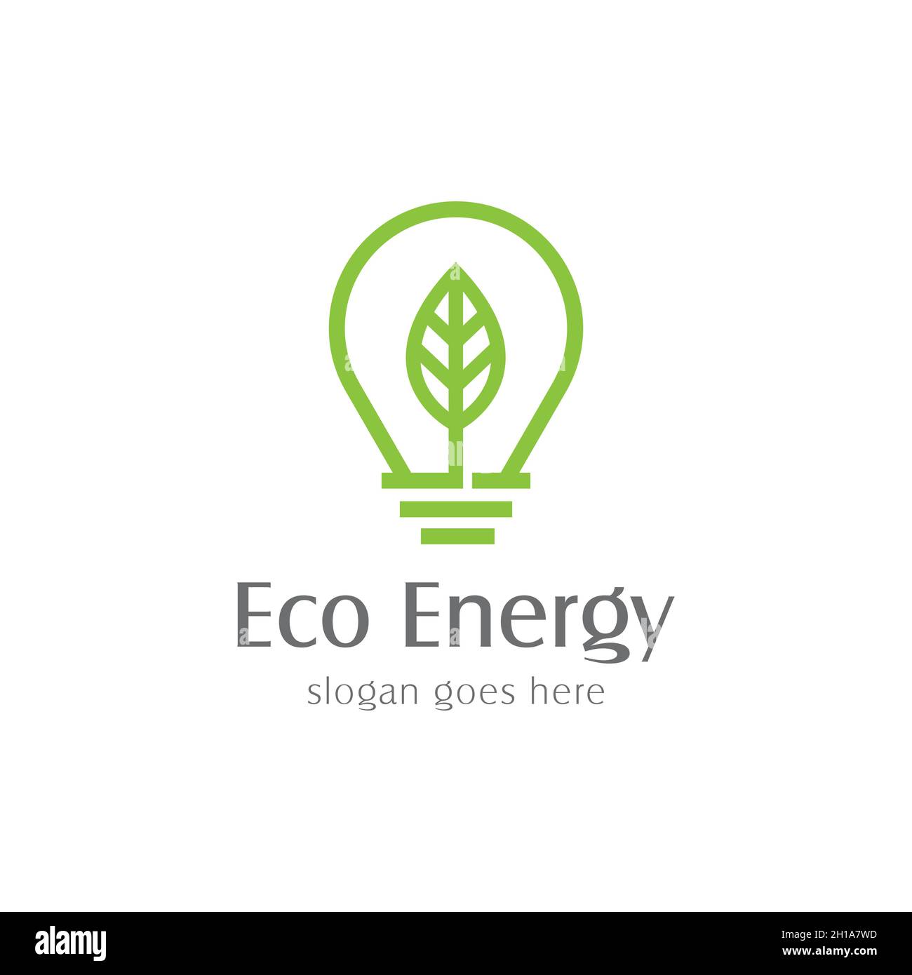 Ecology light bulb logo with simple leaf sign. isolated on white background. Stock Vector
