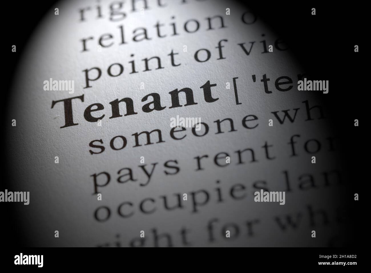 Fake Dictionary word, Dictionary definition of tenant Stock Photo