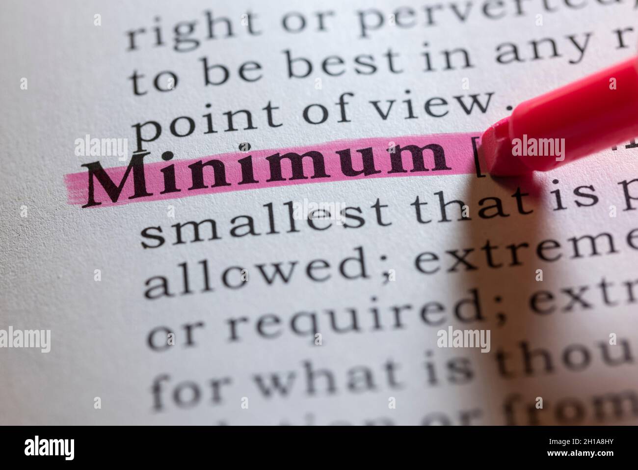 fake-dictionary-word-dictionary-definition-of-minimum-stock-photo-alamy