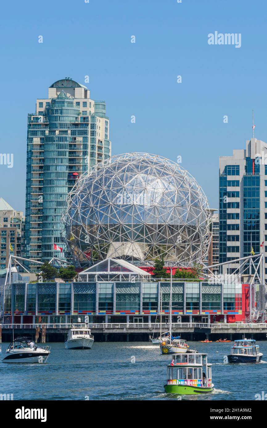 Science World and downtown apartment towers from False Creek, Vancouver