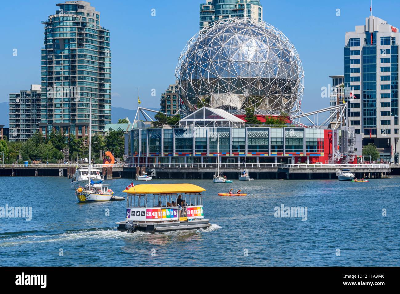 Science World and downtown apartment towers from False Creek, Vancouver