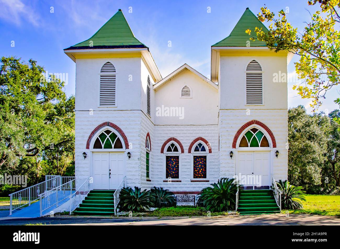 Twin Beech AME Zion Church is pictured, Oct. 16, 2021, in Fairhope, Alabama. The church was built in 1925 by architect Axal Johnson. Stock Photo