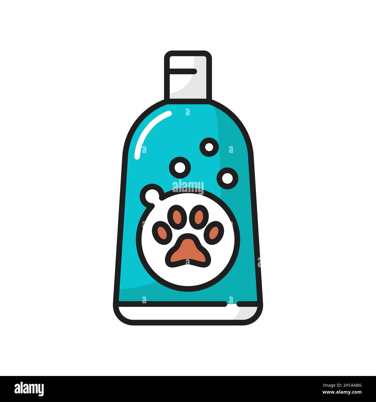 Cat shampoo bottle isolated pet animals hygiene cleaning pack thin line