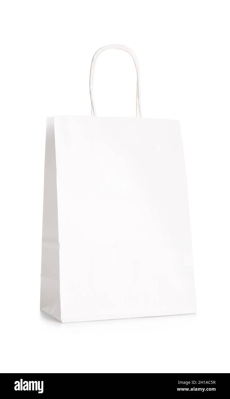 Blank shopping bag on white background Stock Photo - Alamy