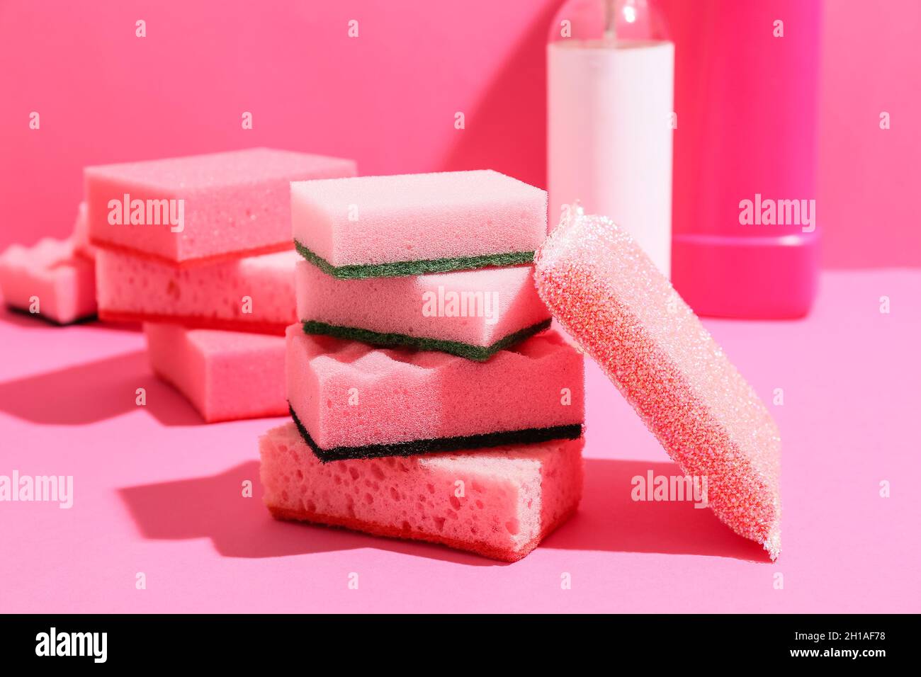 Photo Dish Sponge That Consists Pink Stock Photo 1065866921