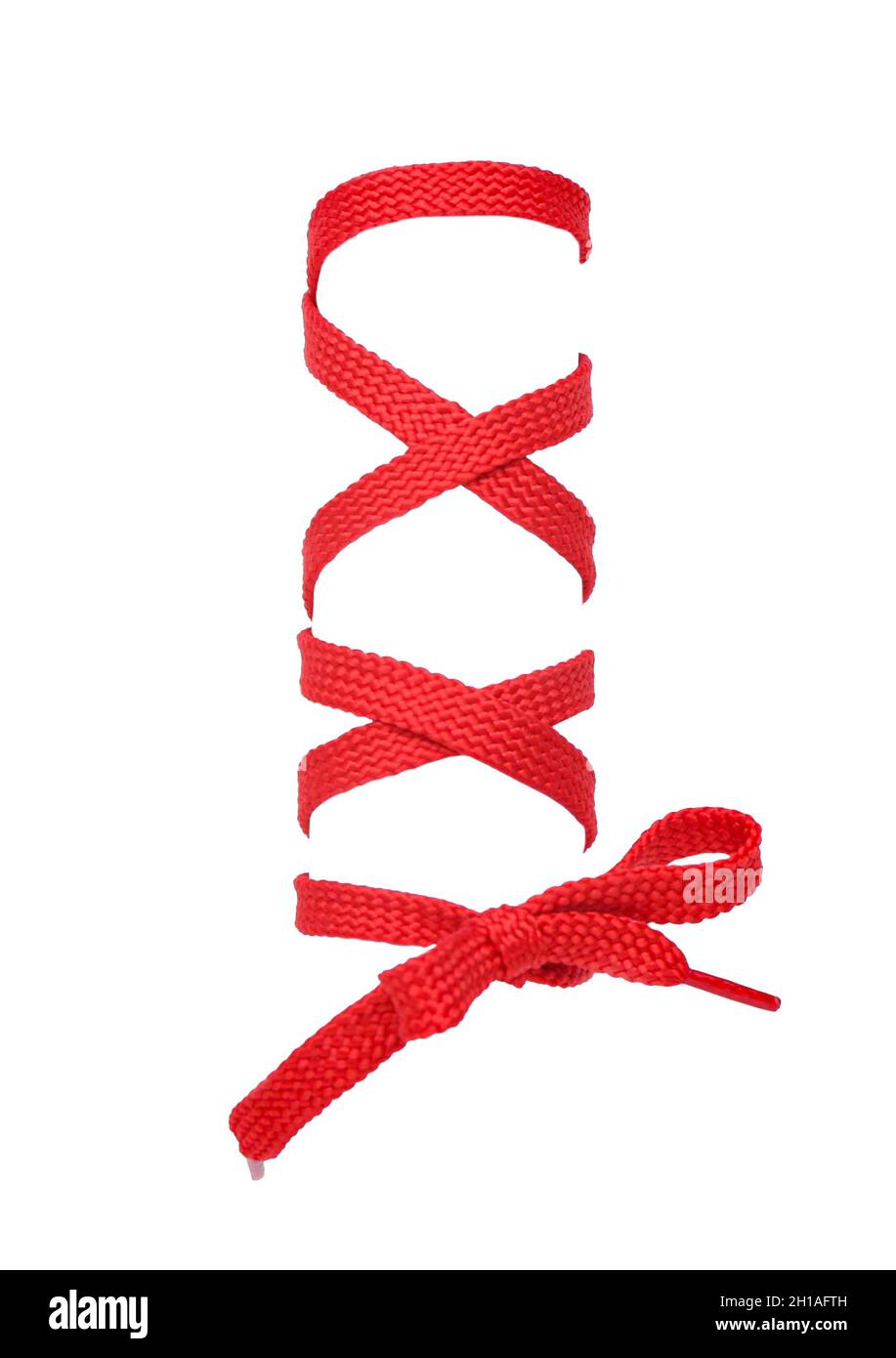 Red shoe lace on white background Stock Photo Alamy