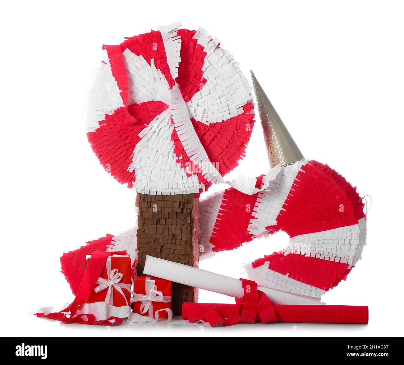 White Gift Box Pinata Red Bow Christmas Pinata