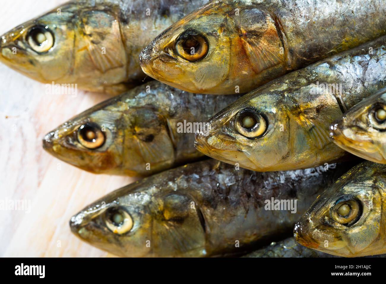 Closeup of salted sardines Stock Photo Alamy