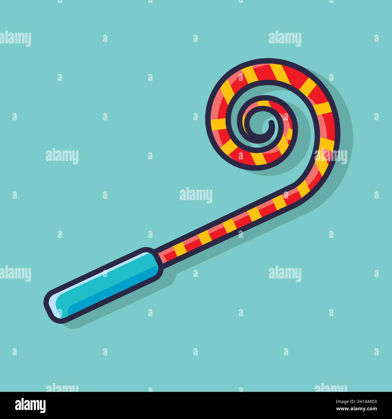 spiral party horn isolated cartoon vector illustration in flat style Stock Vector