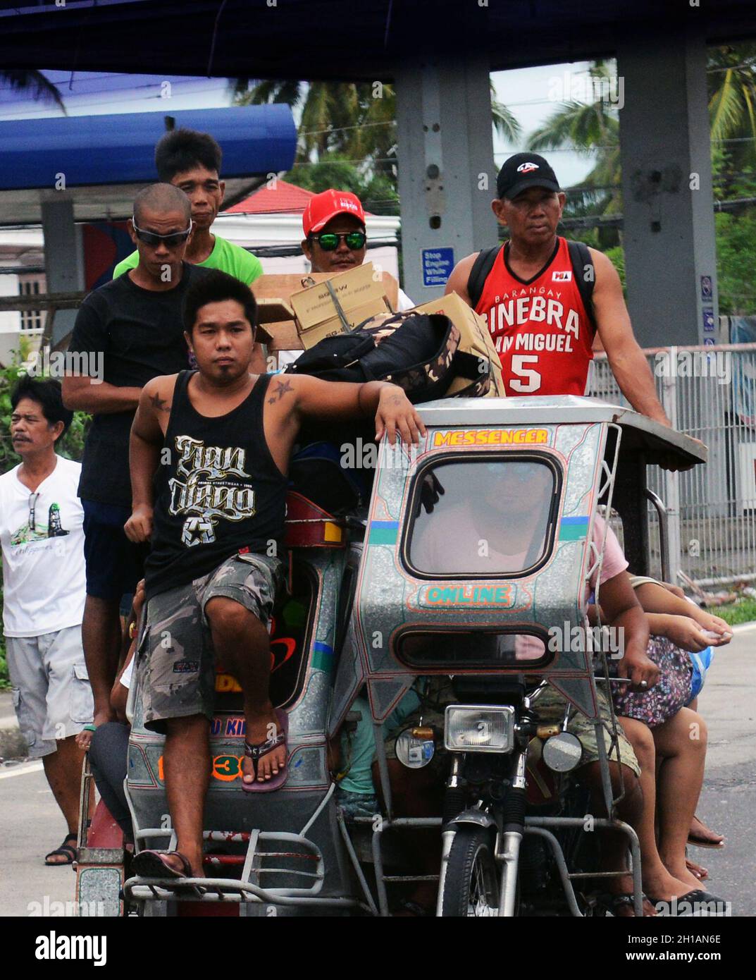 Tricycles in Sorsogon city, BIcol region, The Philippines. Stock Photo