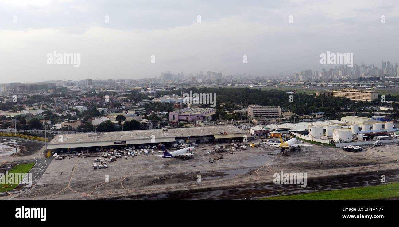 Aerial view of Ninoy Aquino International Airport, Manila, Philippines. Stock Photo