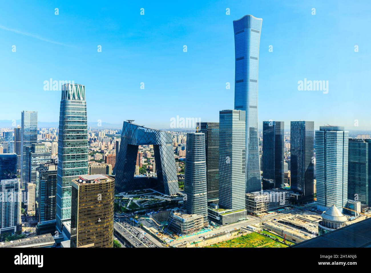 Modern city skyline and buildings in Beijing,China. Stock Photo