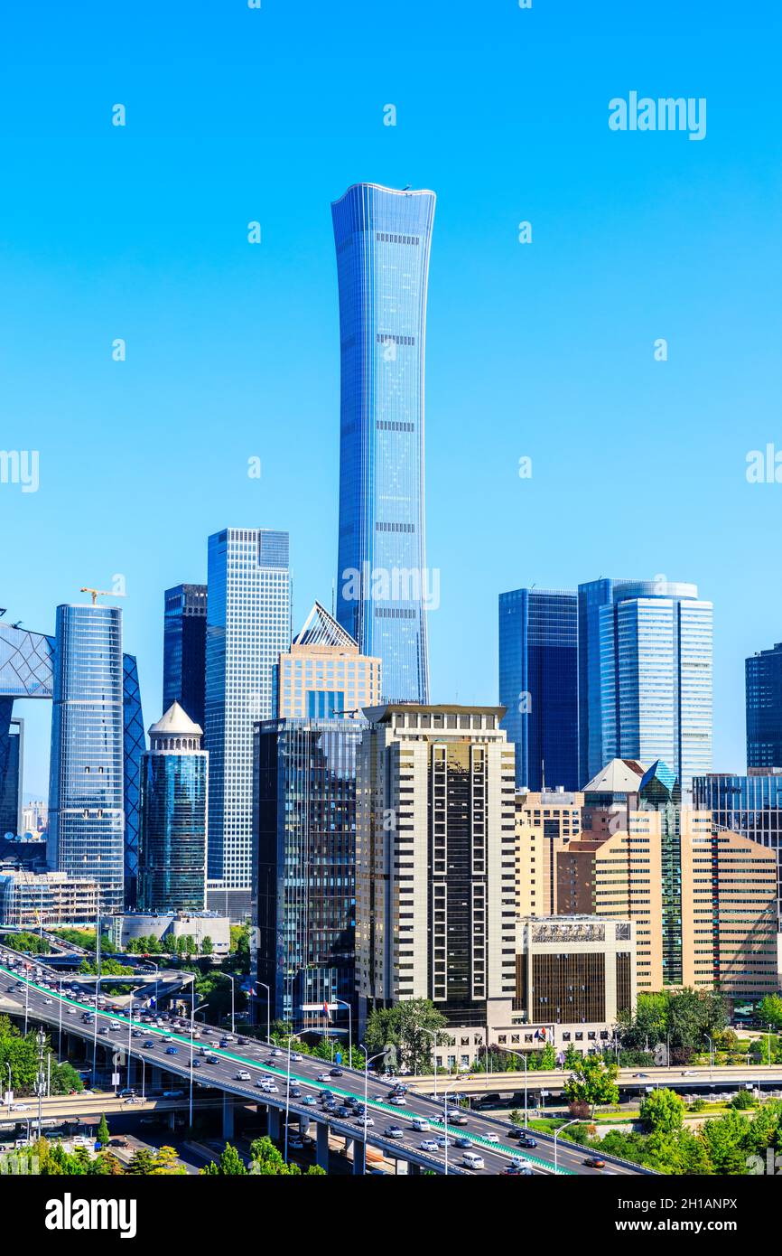 Modern city skyline and buildings in Beijing,China. Stock Photo