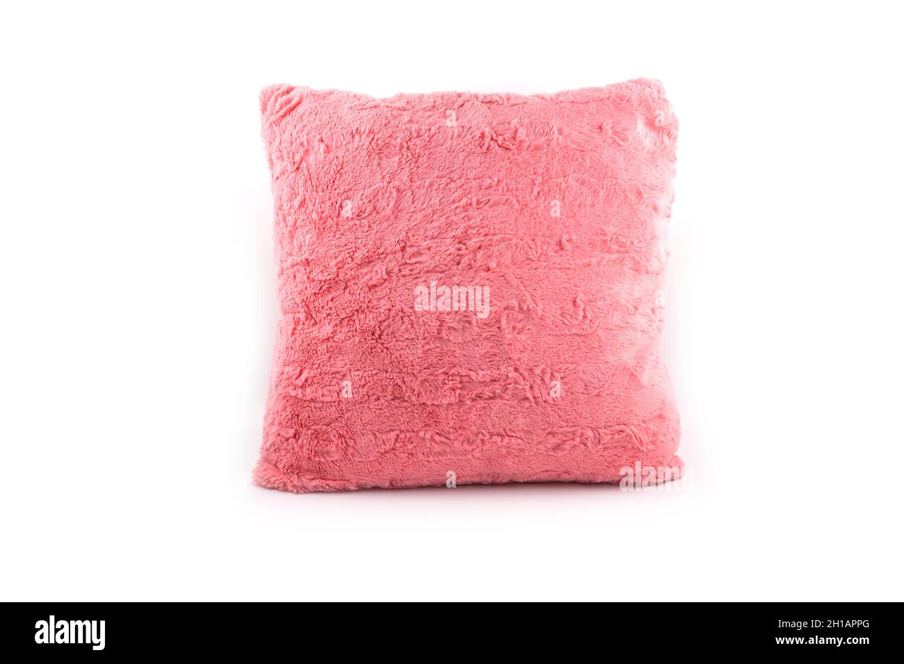 pink fur pillow isolated on white background Stock Photo Alamy