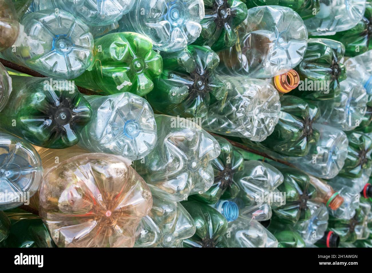 Empty plastic bottles recycle background Stock Photo