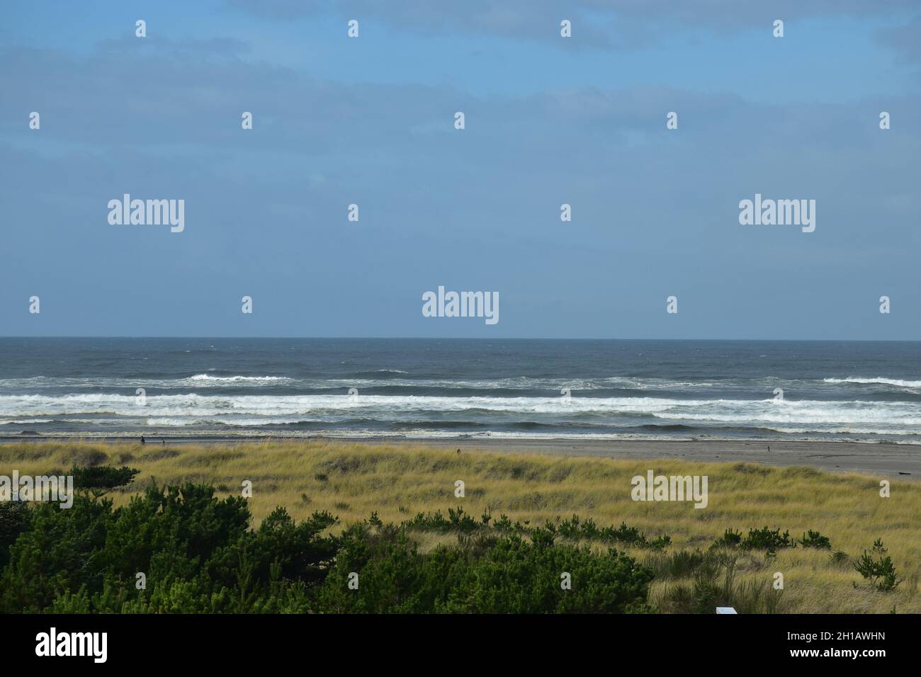 Views of the beach and dunes from The Pickled Fish Restaurant at the