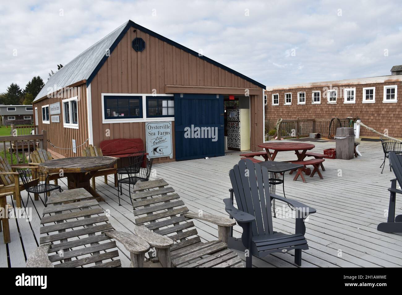 The deck of Oysterville Sea Farms on Willapa Bay, Long Beach peninsula