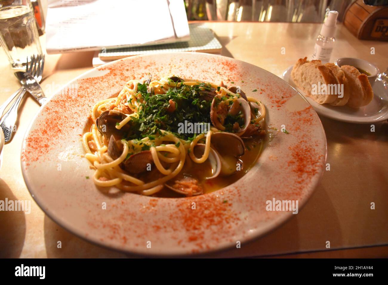 Clams bucatini at The Depot Restaurant in Seaview, Long Beach peninsula