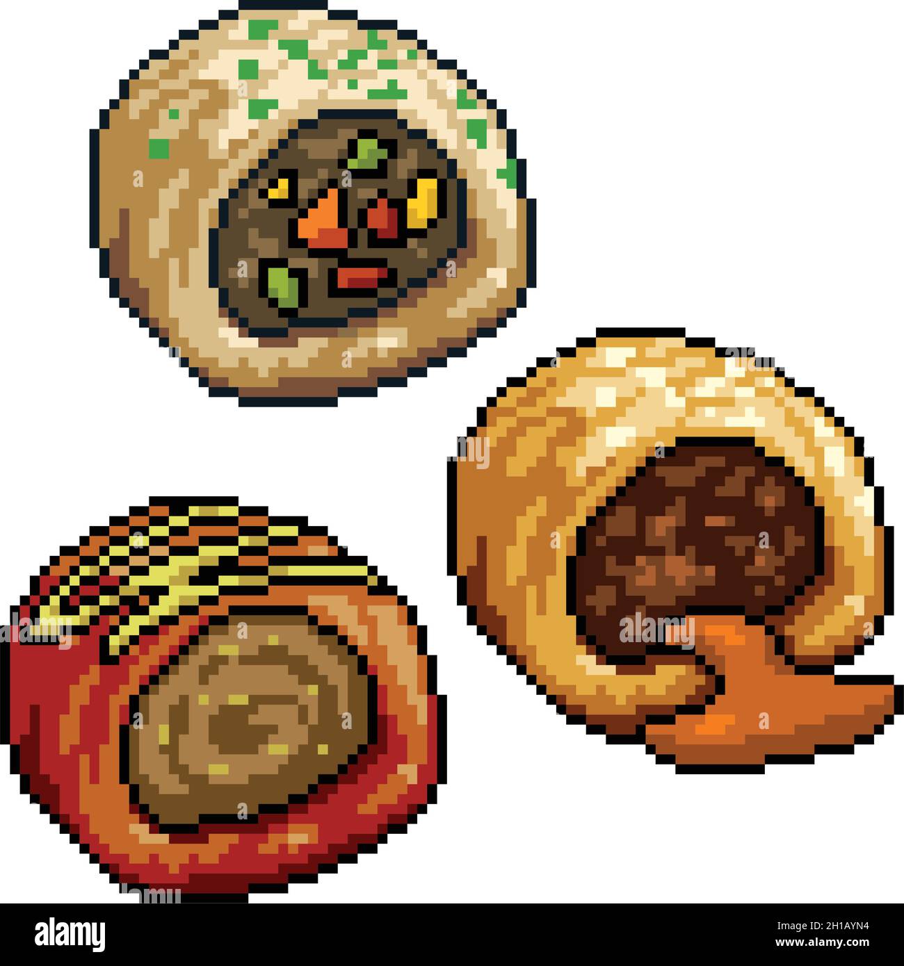 Pixel bread for game assets Royalty Free Vector Image