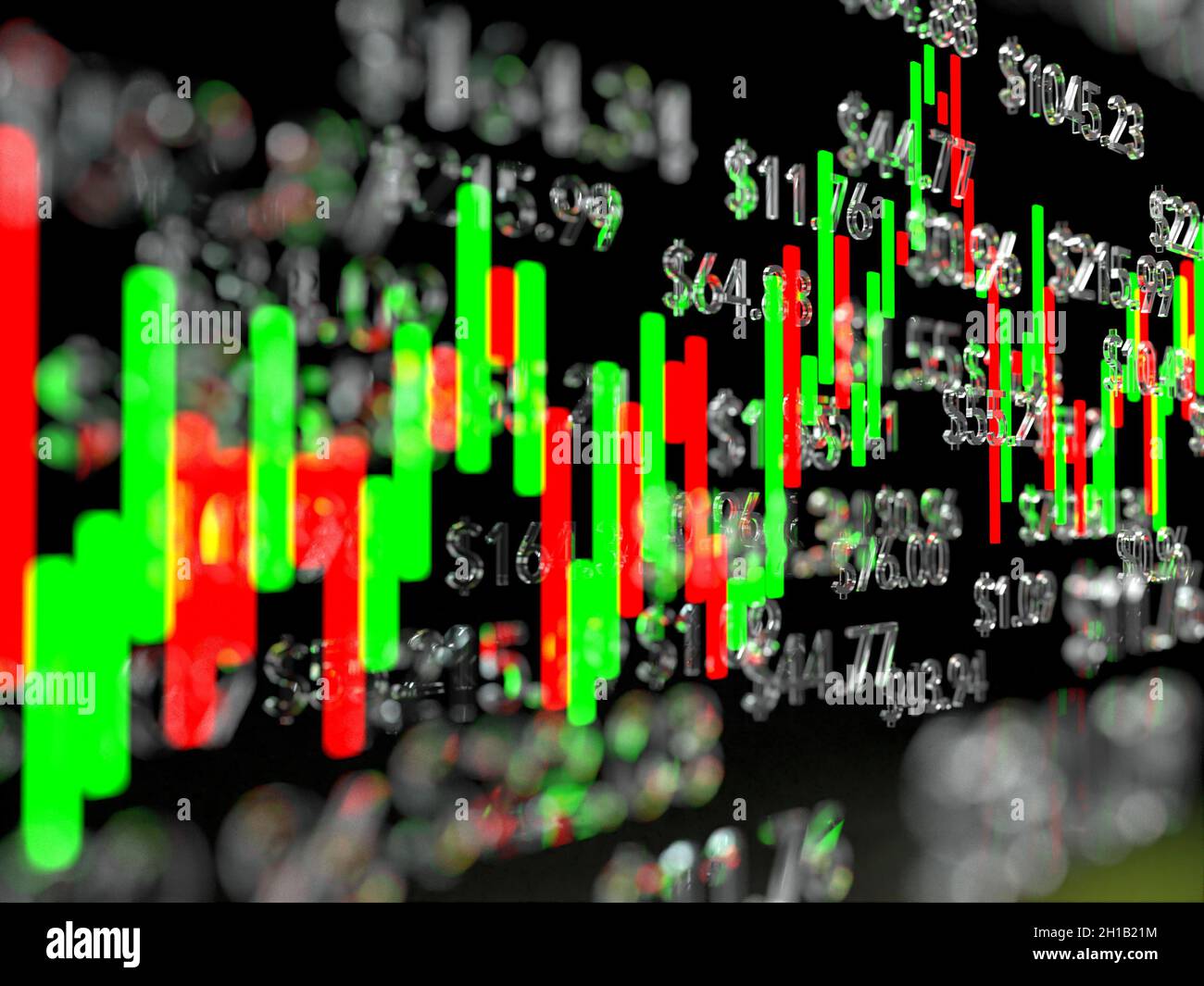 A stock market chart with stock prices Stock Photo