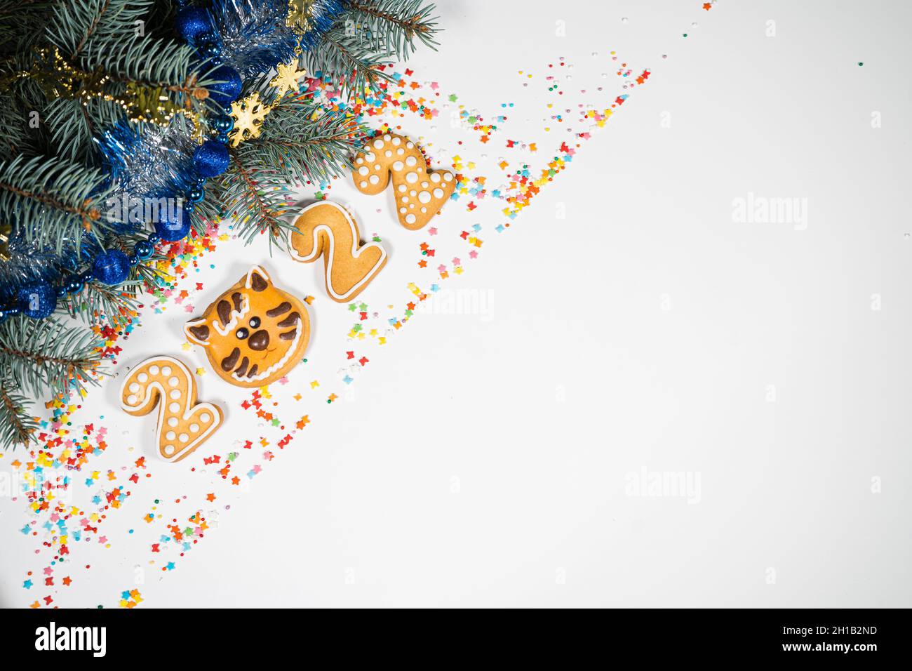Watermark Christmas 2022 New Year 2022 Background With Gift And Gingerbread . Holiday Mood Card. Top  View, Copy Space. Family Traditions, Diy, Celebration Concept. Festive  Stock Photo - Alamy