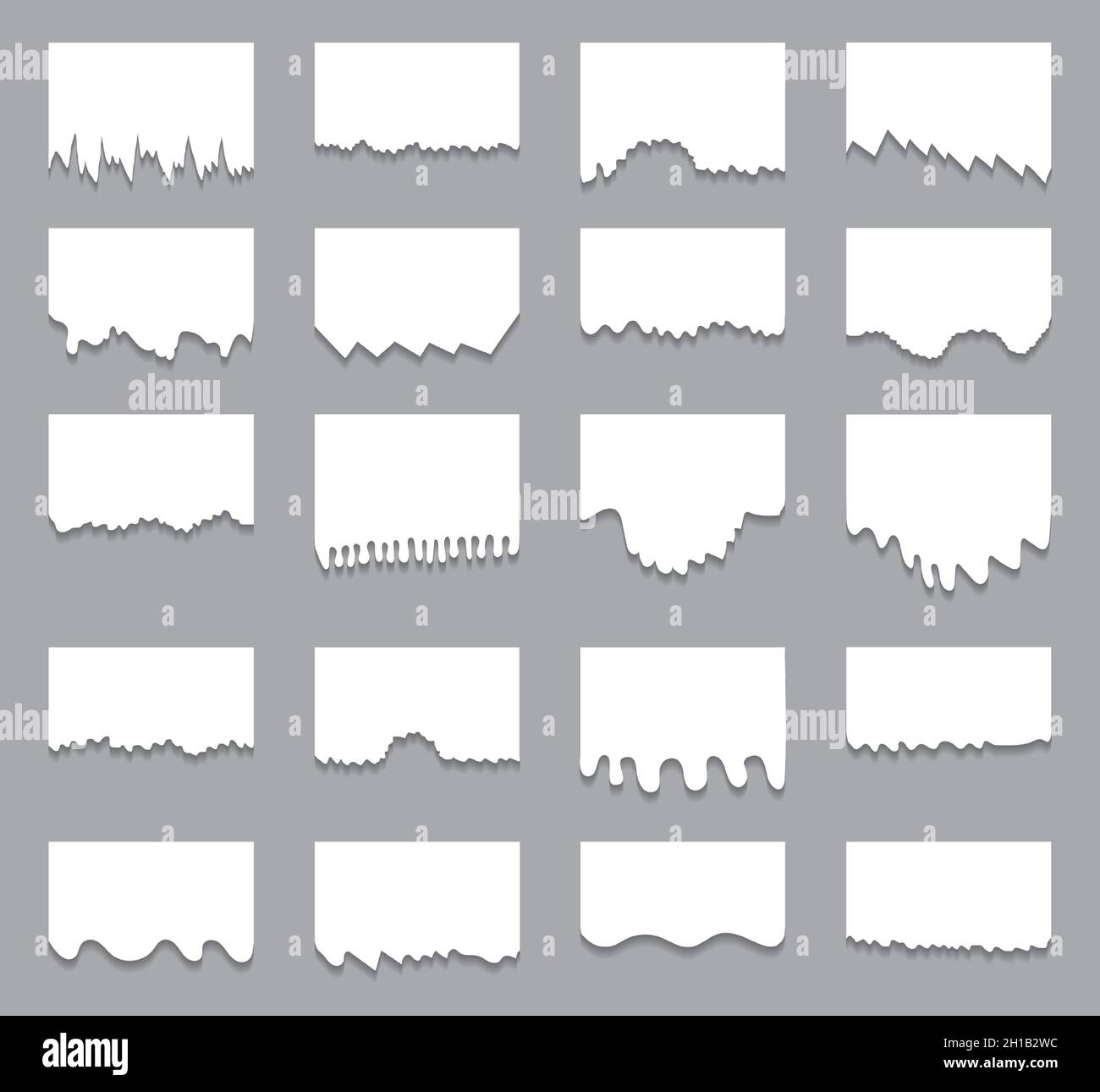 Set of ripped and torn blank paper background. Vector illustration Stock Vector