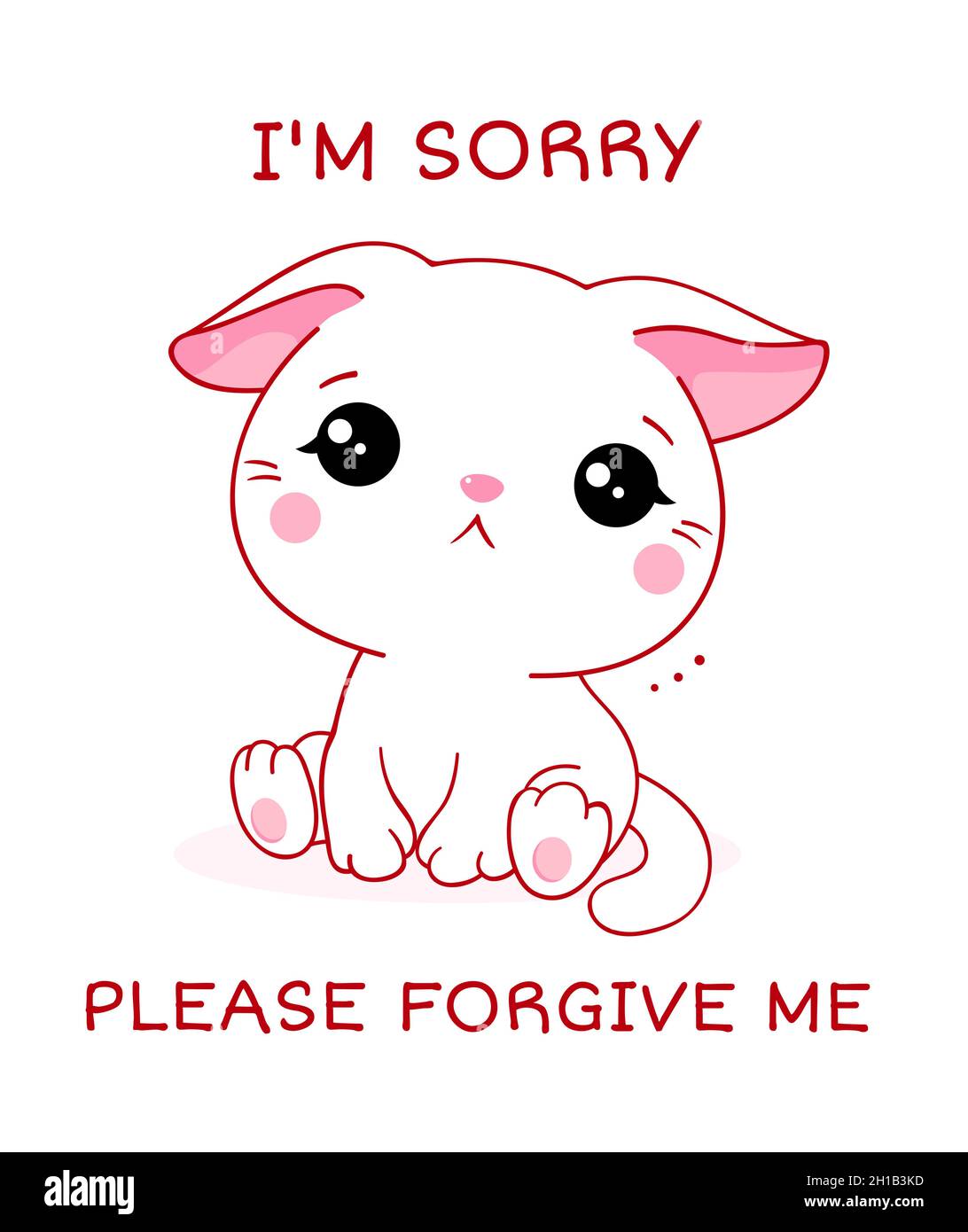 Apologize card. Sad little kitten and inscription I'm sorry ...