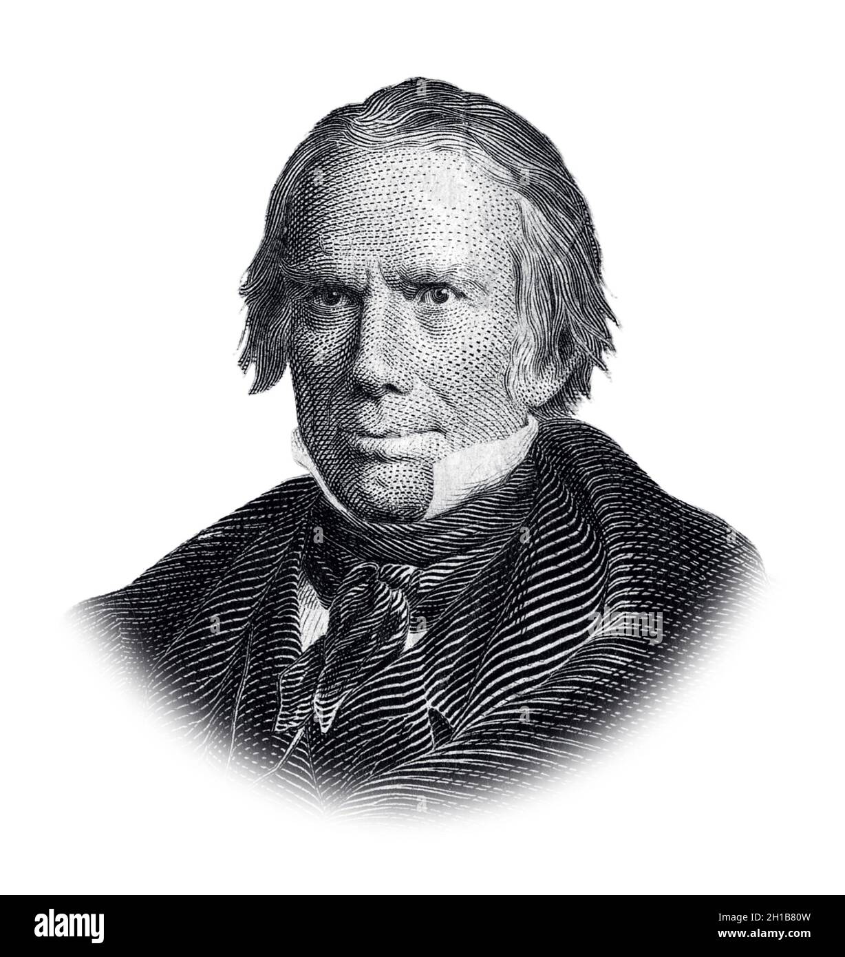 Portrait of Henry Clay Isolated on White Background Stock Photo