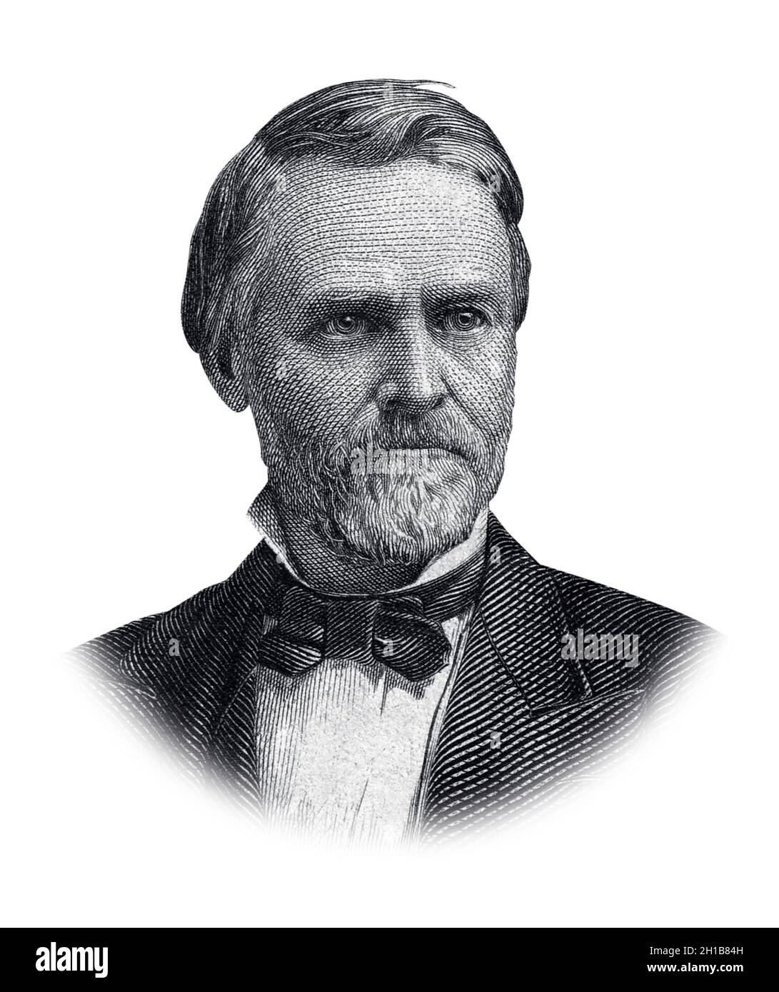 Portrait of John Sherman Isolated on White Background Stock Photo