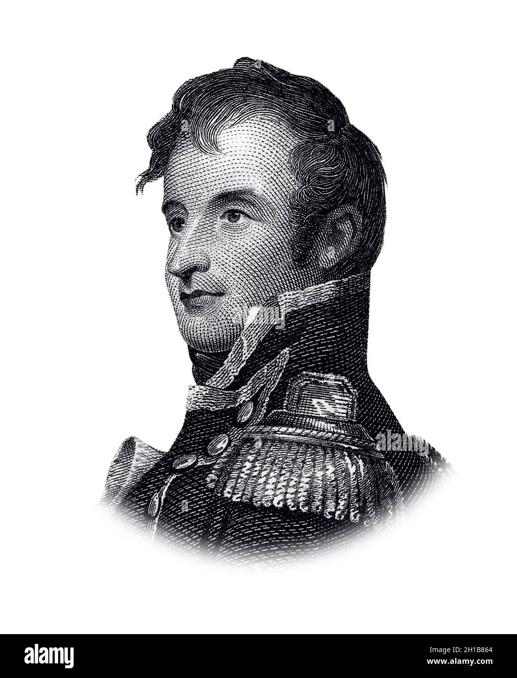 Portrait of Stephen Decatur Isolated on White Background Stock Photo