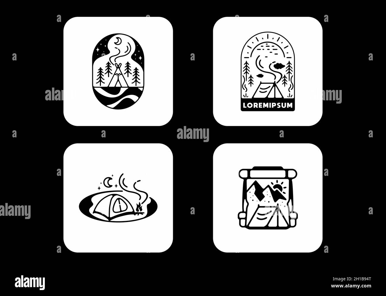 Line art illustration of camping design Stock Vector Image & Art - Alamy
