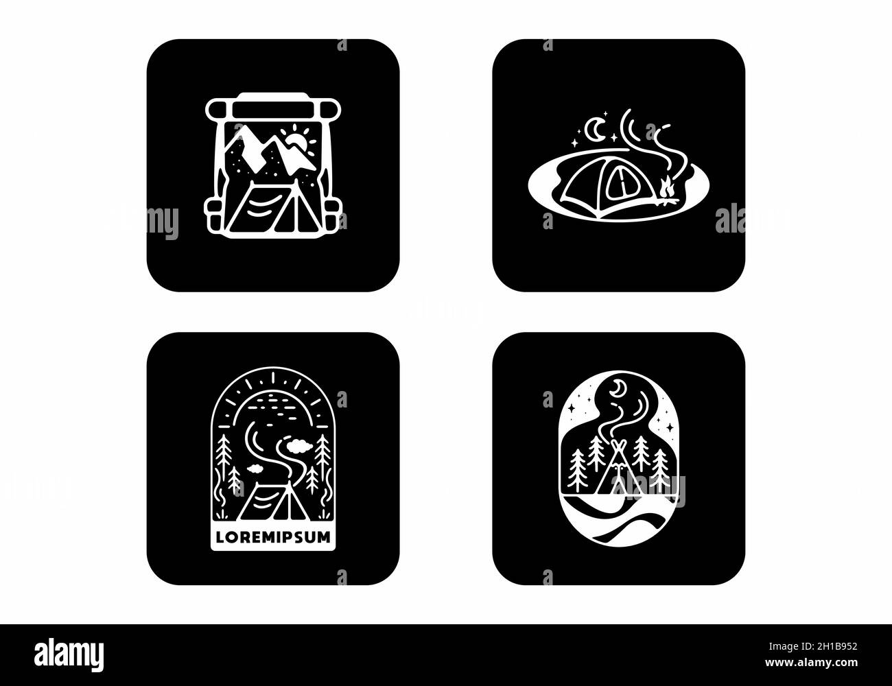 Line art illustration of camping design Stock Vector Image & Art - Alamy
