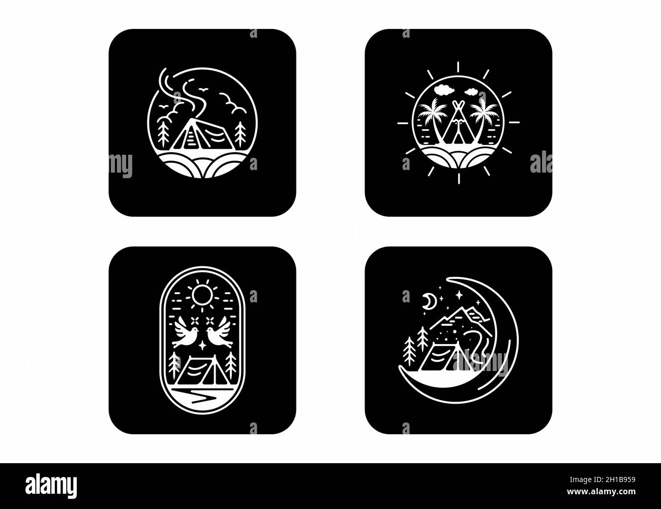 Line art illustration of camping design Stock Vector Image & Art - Alamy